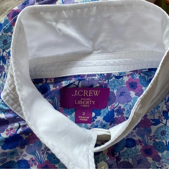 NWOT JCREW Blue and Purple Liberty Floral Shirt Size 2 - Picture 6 of 7